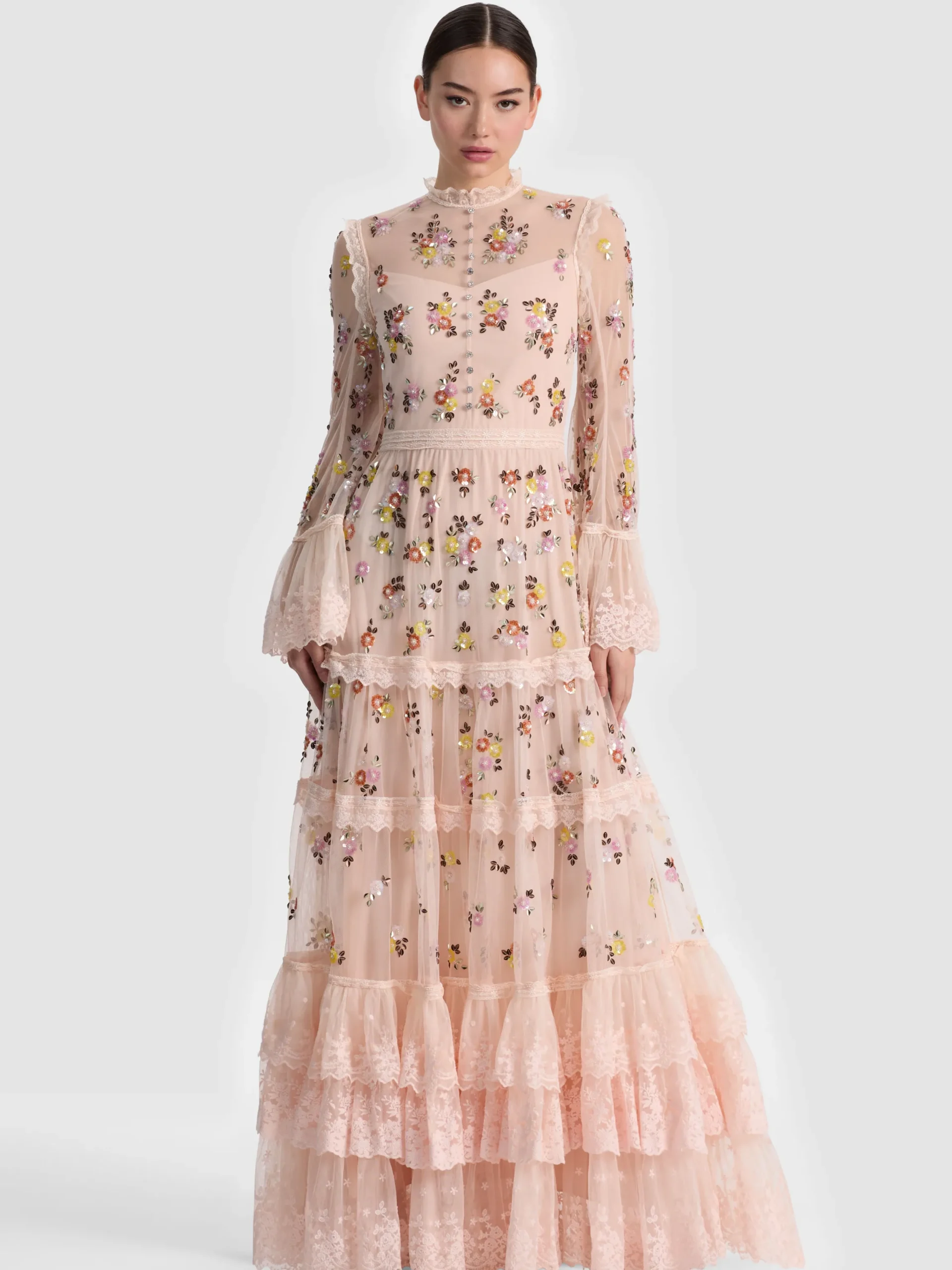 ALLEGRA EMBELLISHED LACE MAXI GOWN
