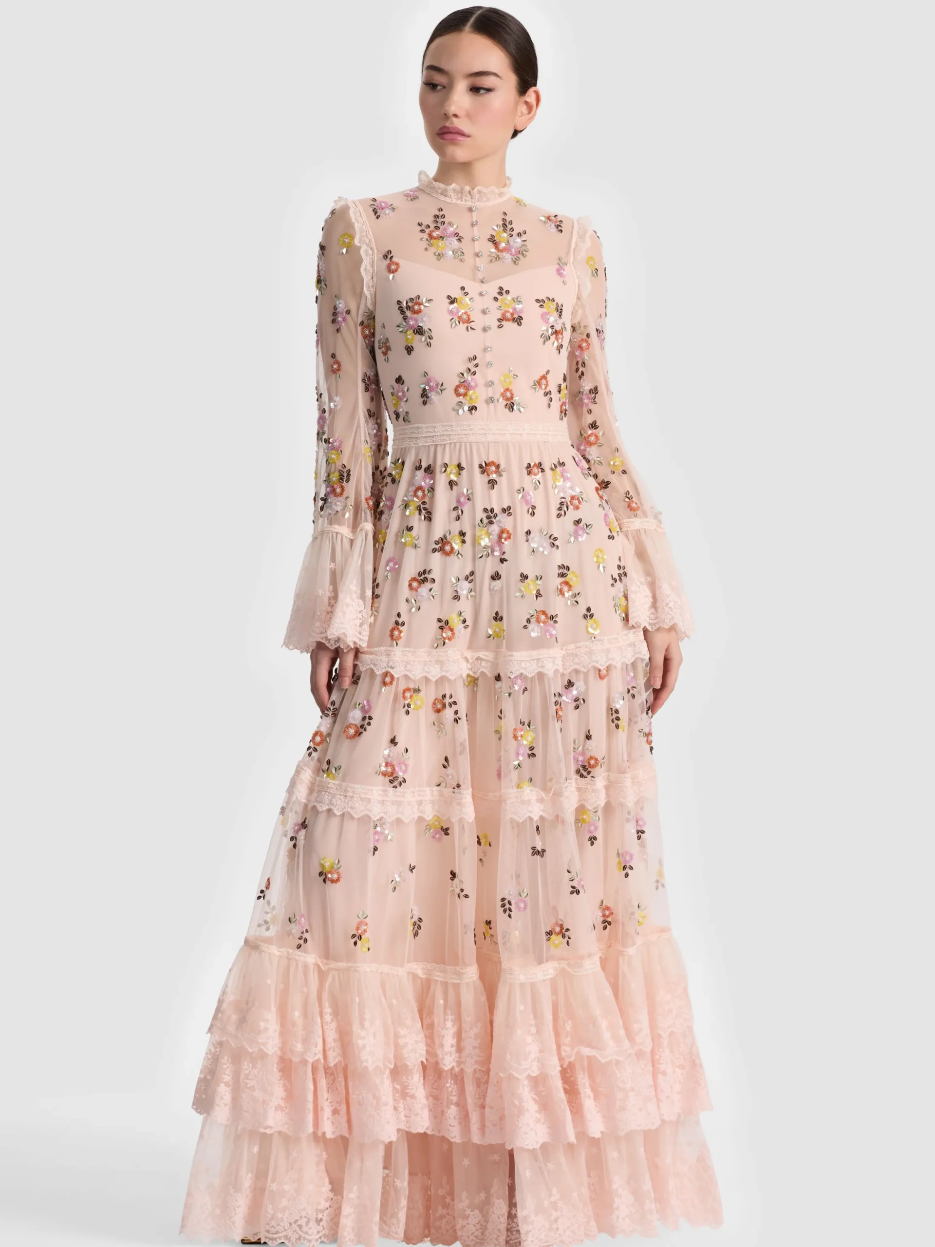 ALLEGRA EMBELLISHED LACE MAXI GOWN