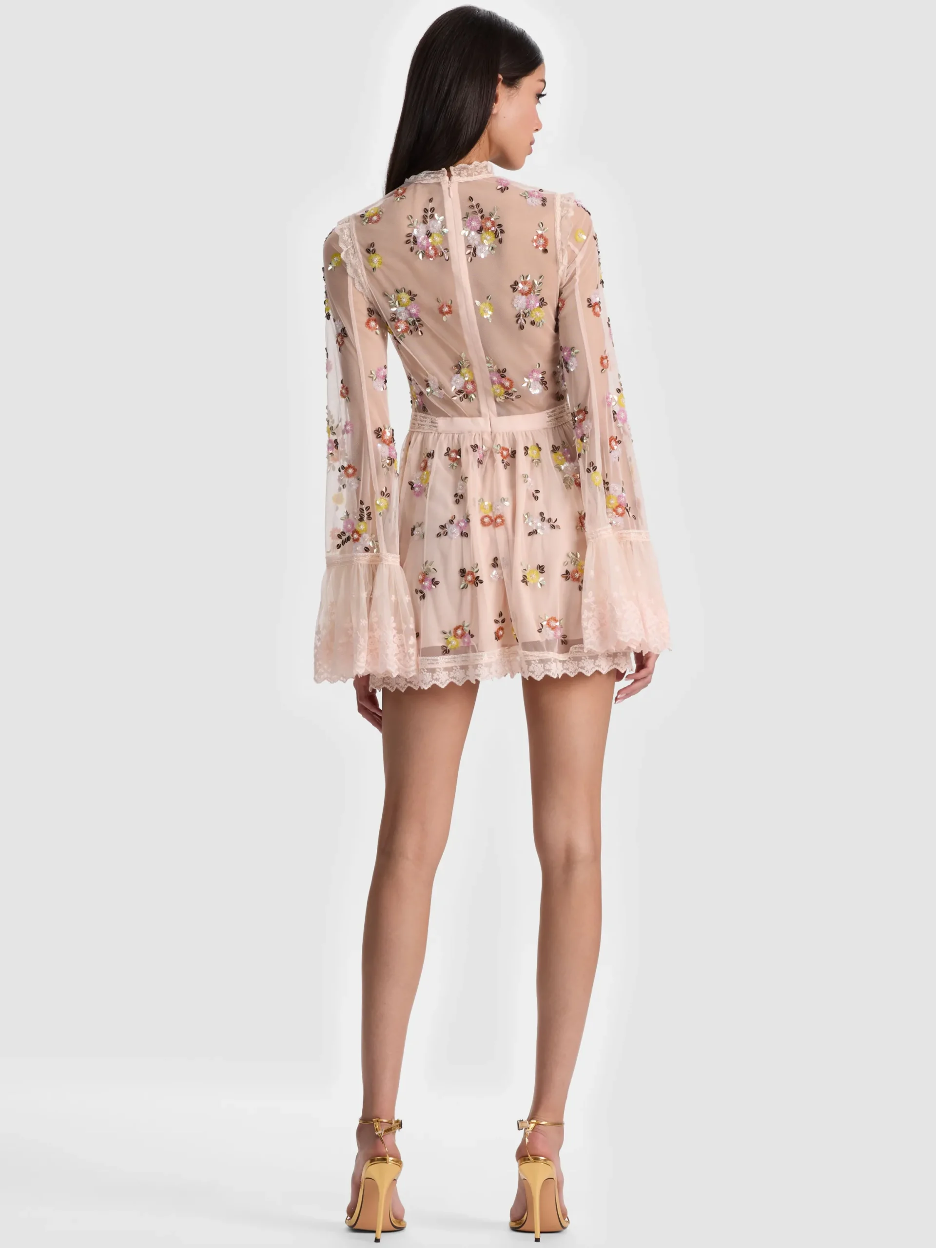 ALLEGRA EMBELLISHED LACE MINI GOWN