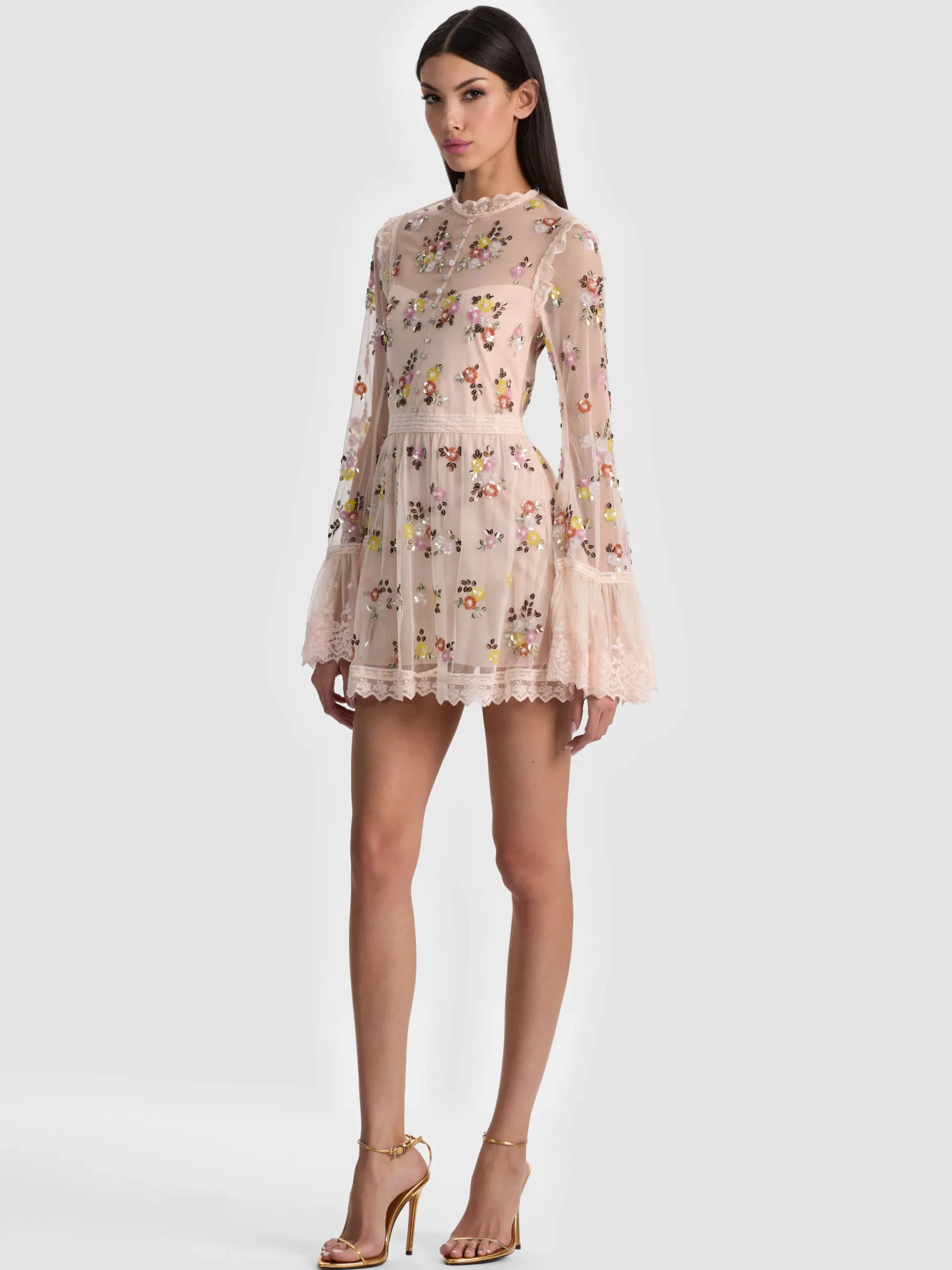 ALLEGRA EMBELLISHED LACE MINI GOWN