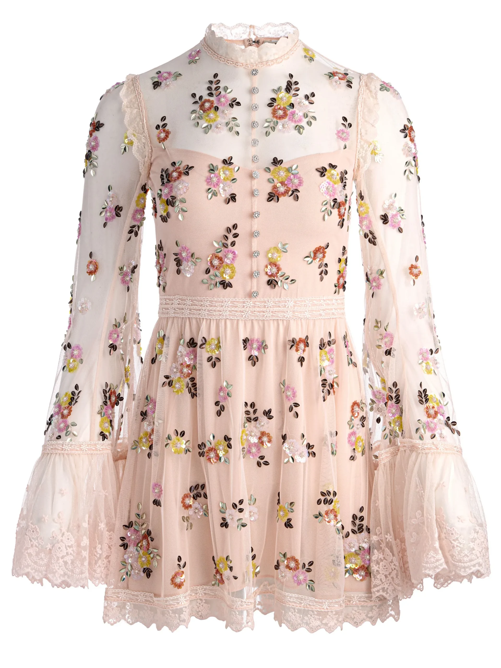 ALLEGRA EMBELLISHED LACE MINI GOWN