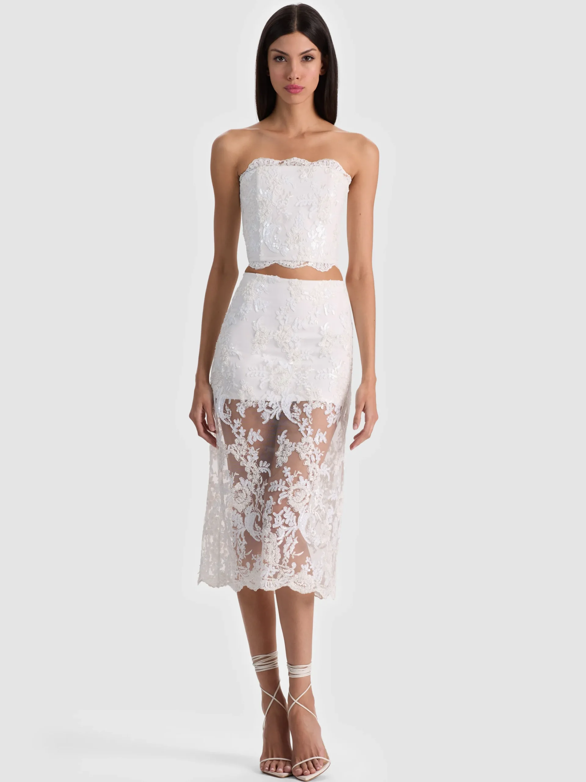 CERESI EMBELLISHED LACE BANDEAU TOP