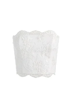 CERESI EMBELLISHED LACE BANDEAU TOP