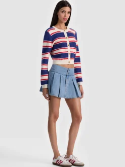 DOLLIE STRIPED CABLE CARDIGAN