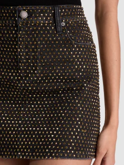 JOSS EMBELLISHED DENIM SKIRT