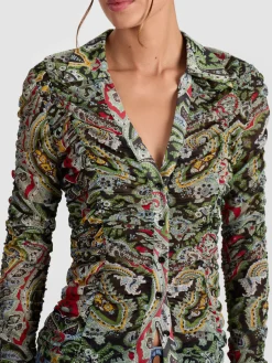 PORTIA MESH BUTTON DOWN