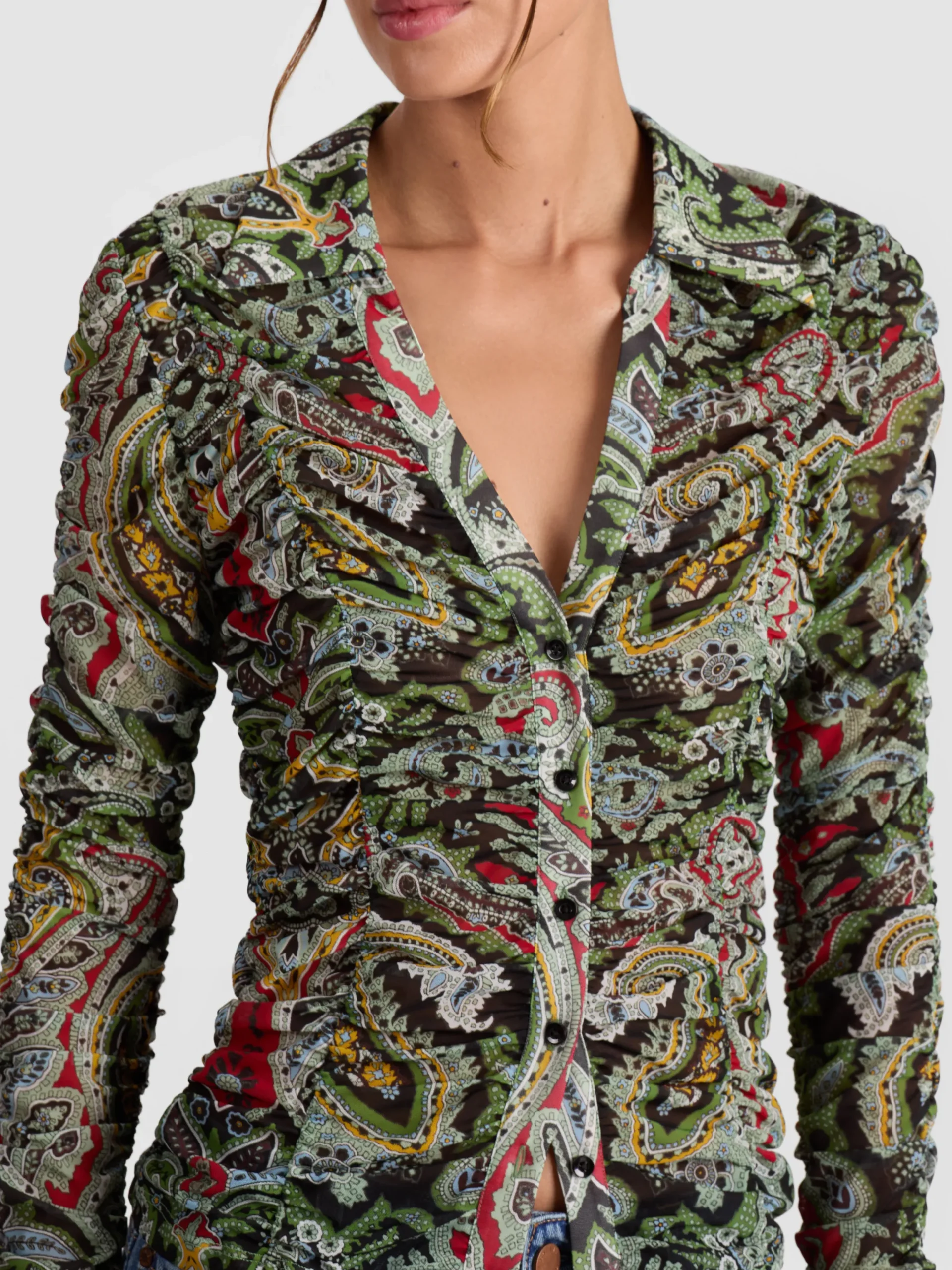 PORTIA MESH BUTTON DOWN